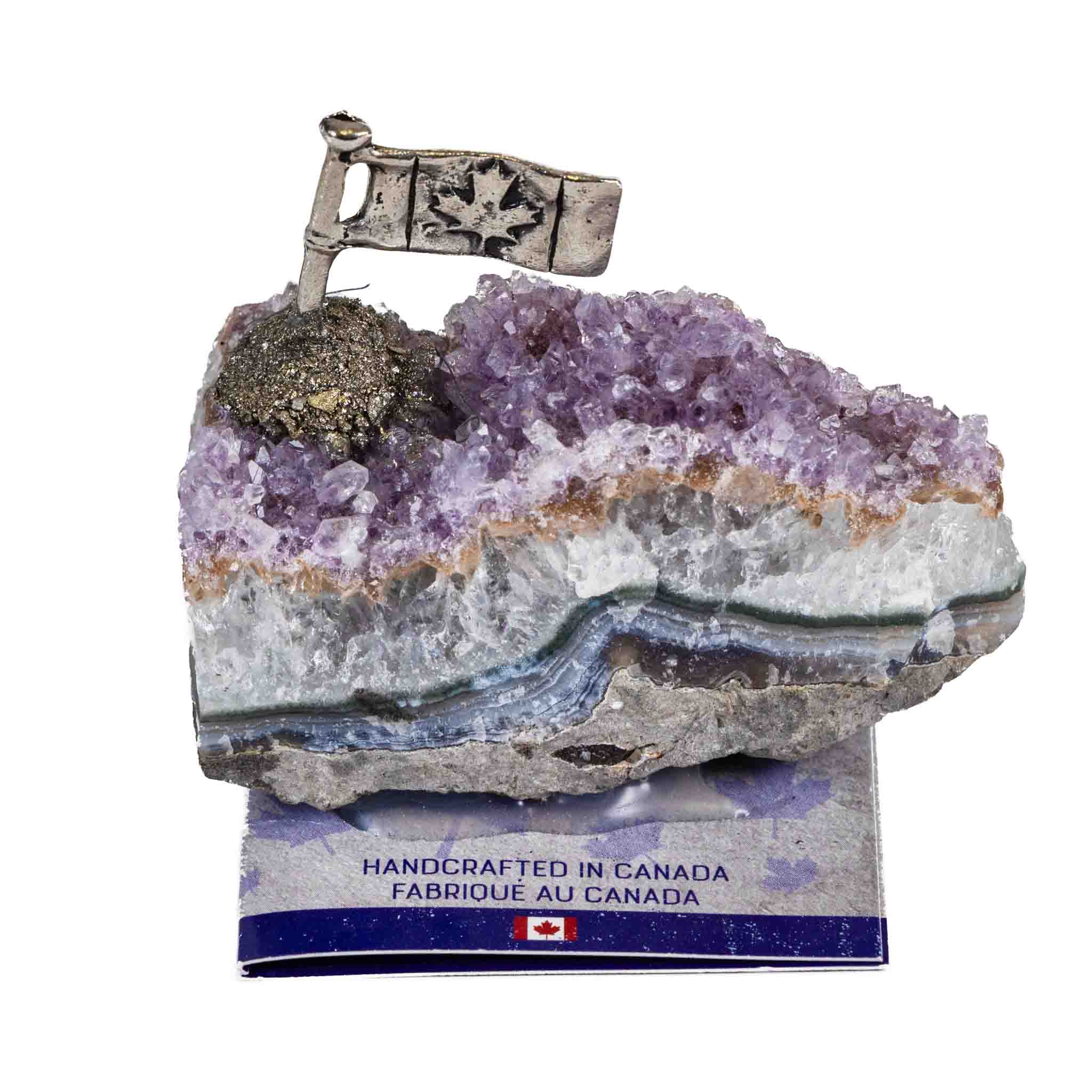 Amethyst Cluster with Canadian Flag metal figurine